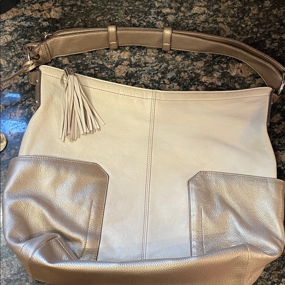 Elegant Cream and Gold Women's Bag